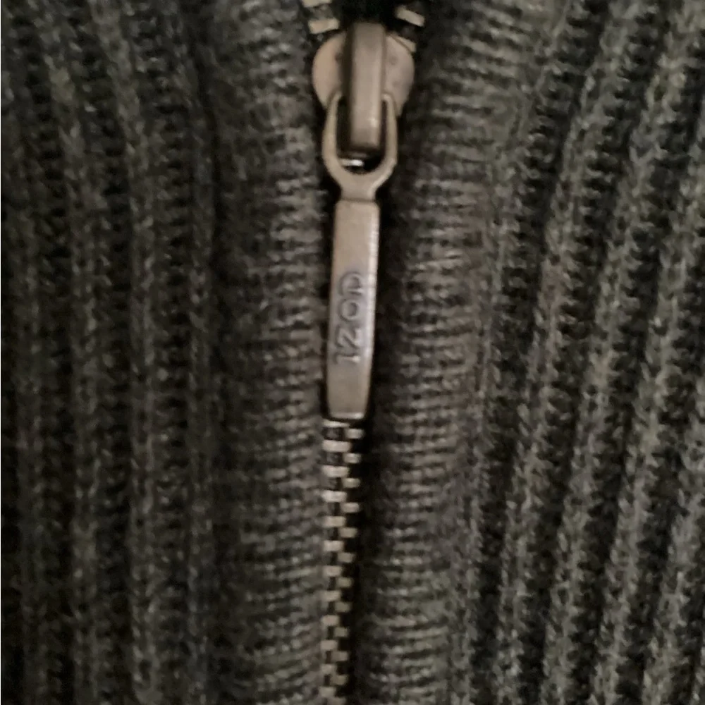 IZOD sweater Sz M cotton pullover quarter zip ribbed EUC olive moss - Picture 5 of 9